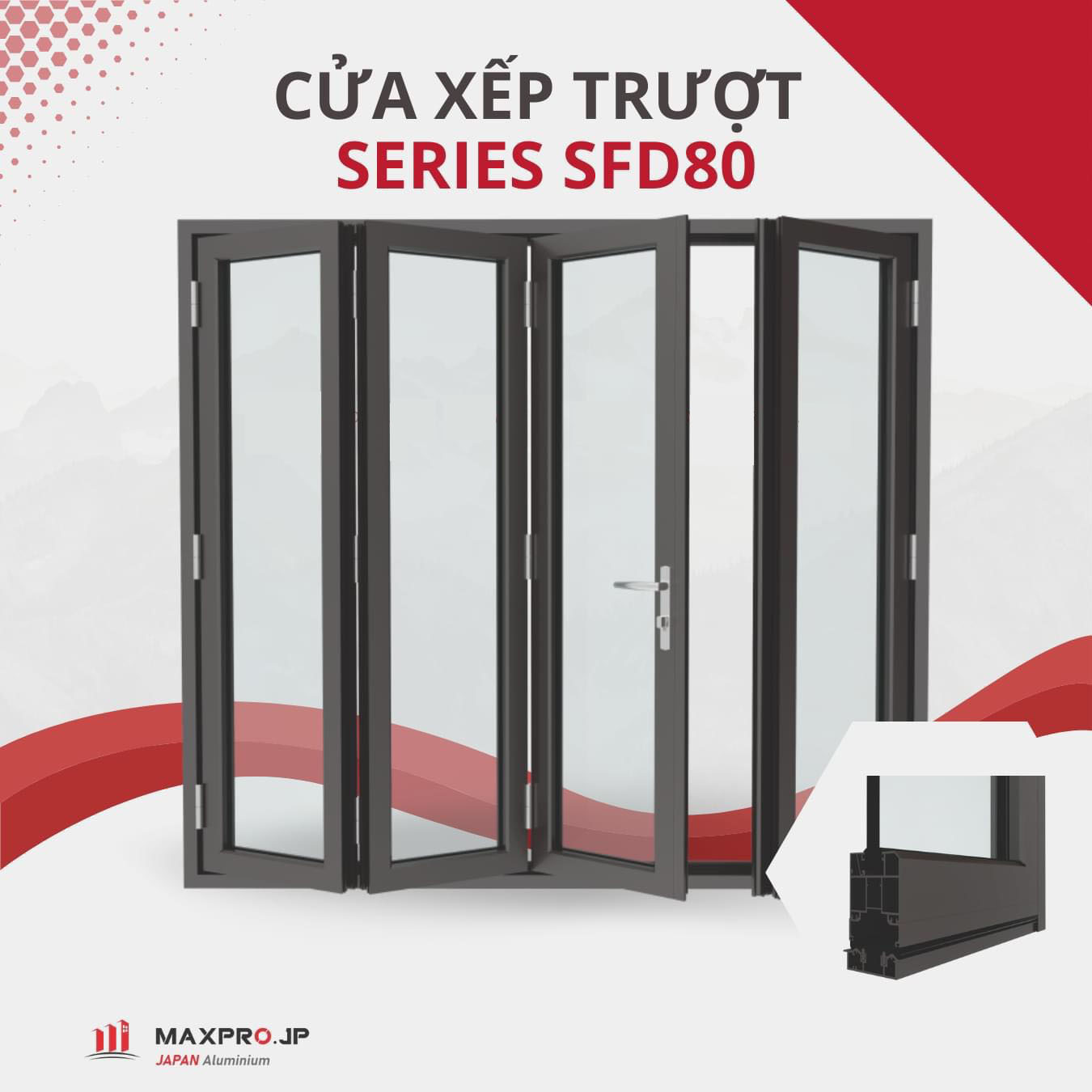 CỬA XẾP TRƯỢT CAO CẤP MAXPRO HỆ 80